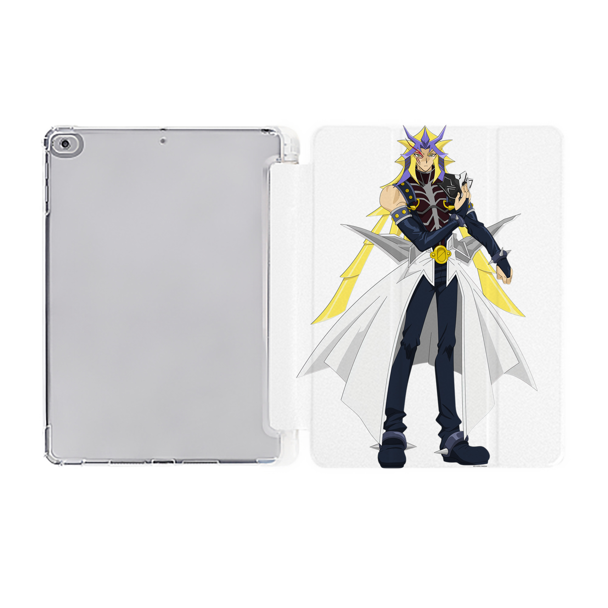 （画像用） 遊☆戯☆王 Yu-Gi-Oh! IPad ケース ペン収納付き 三つ折りスタンド PUレザー×シリコン 対応機種9.5/10.5/10.9インチ